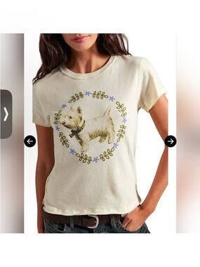 Free People Cream Graphic Tee with Scottie Dog